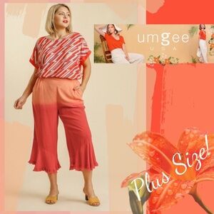 Umgee sz 2x Luxury boutique brand linen blend pants w/elastici